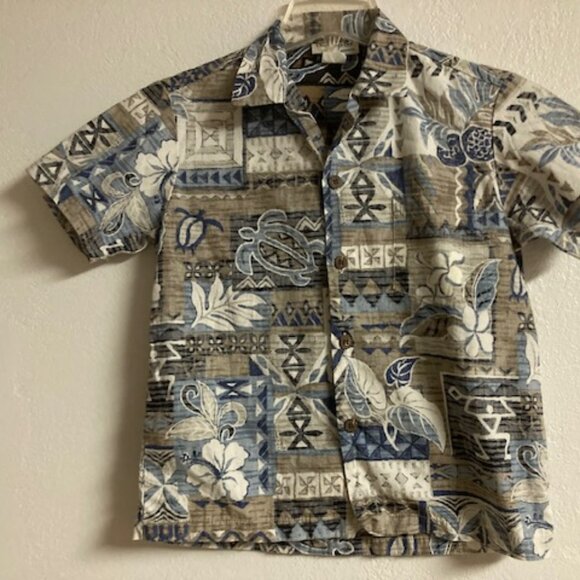 ALOHA BISHOP STREET HONOLULU BOYS Hawaiian Resort Wear Turtle Hibiscus Tropical - Picture 1 of 5